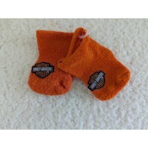 Harley-Davidson Baby Booties, unisex orange w logo. New No box